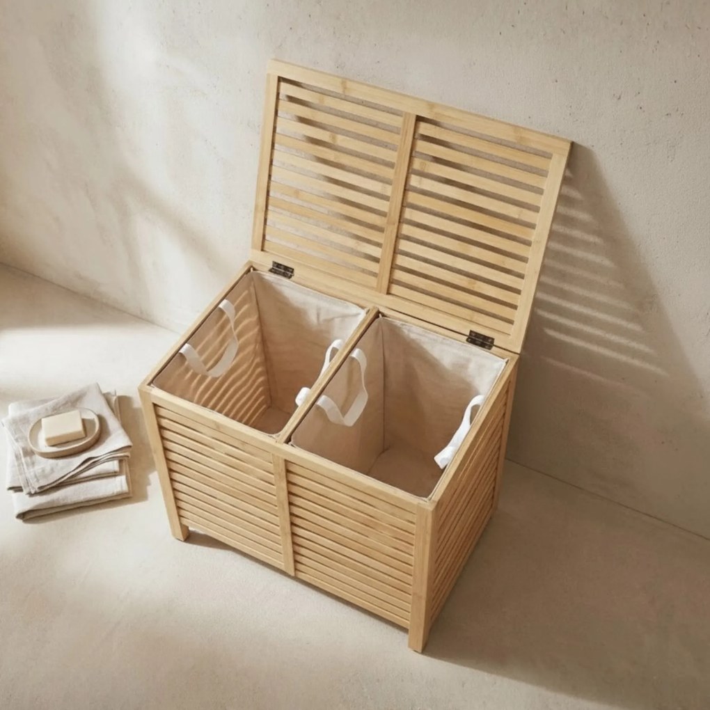 Podwójny kosz na pranie, bambusowy MOA, 90 l