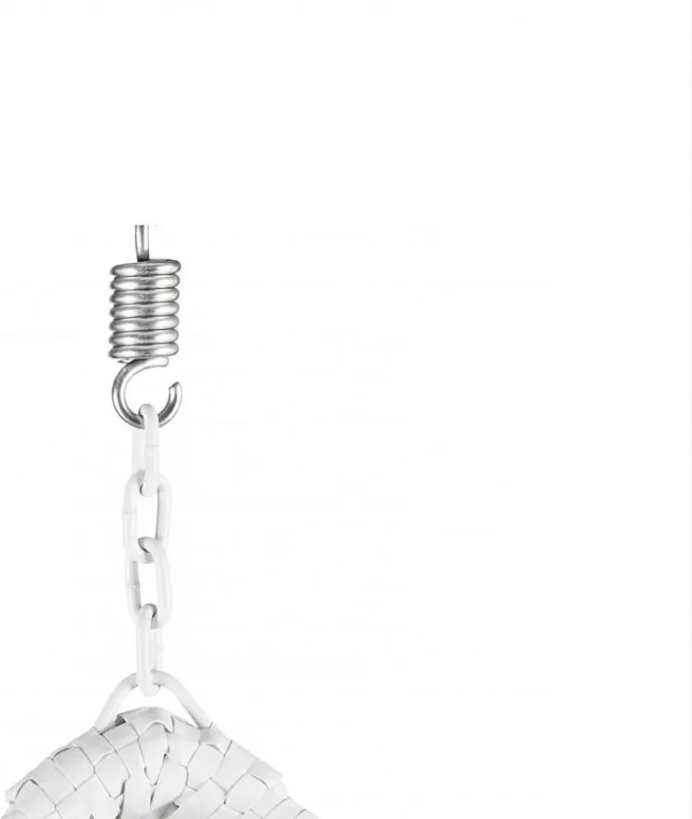 Białe wiszące krzesło KOKON bez stojaka, biało-szara poduszka