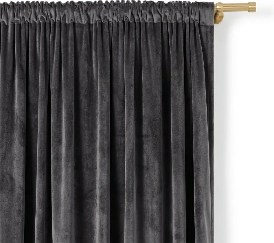 Zasłona gotowa welurowa na taśmie 140x250 GRAFIT velvet żabki tunel Virella