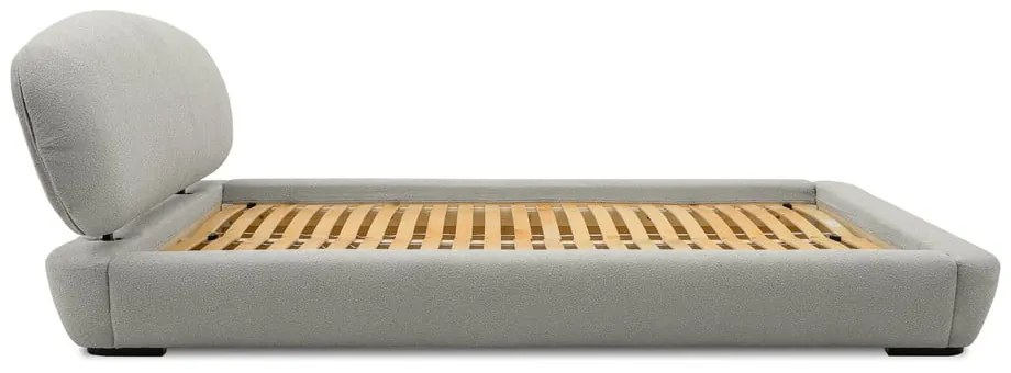 Jasnoszare tapicerowane łóżko dwuosobowe ze stelażem 140x200 cm Odette – Scandic