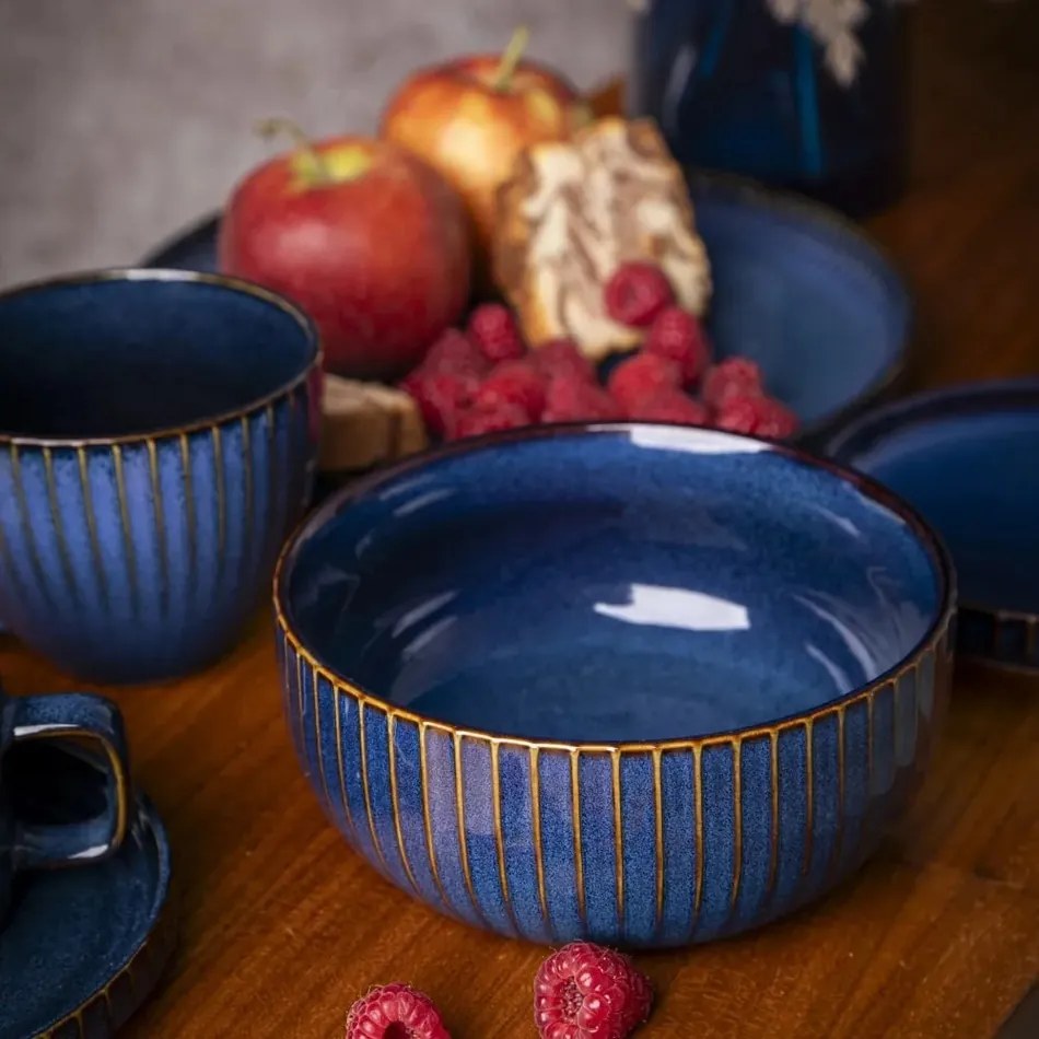 Altom Miska porcelanowa Reactive Stripes niebieski, 15 cm