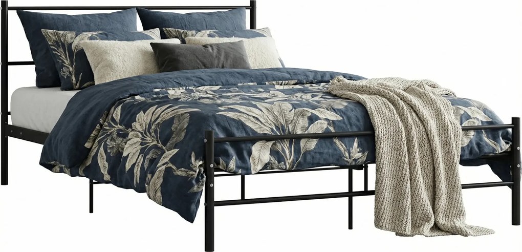 Czarne Dwuosobowe Łóżko Metalowe 160X200 Cm T2-D79