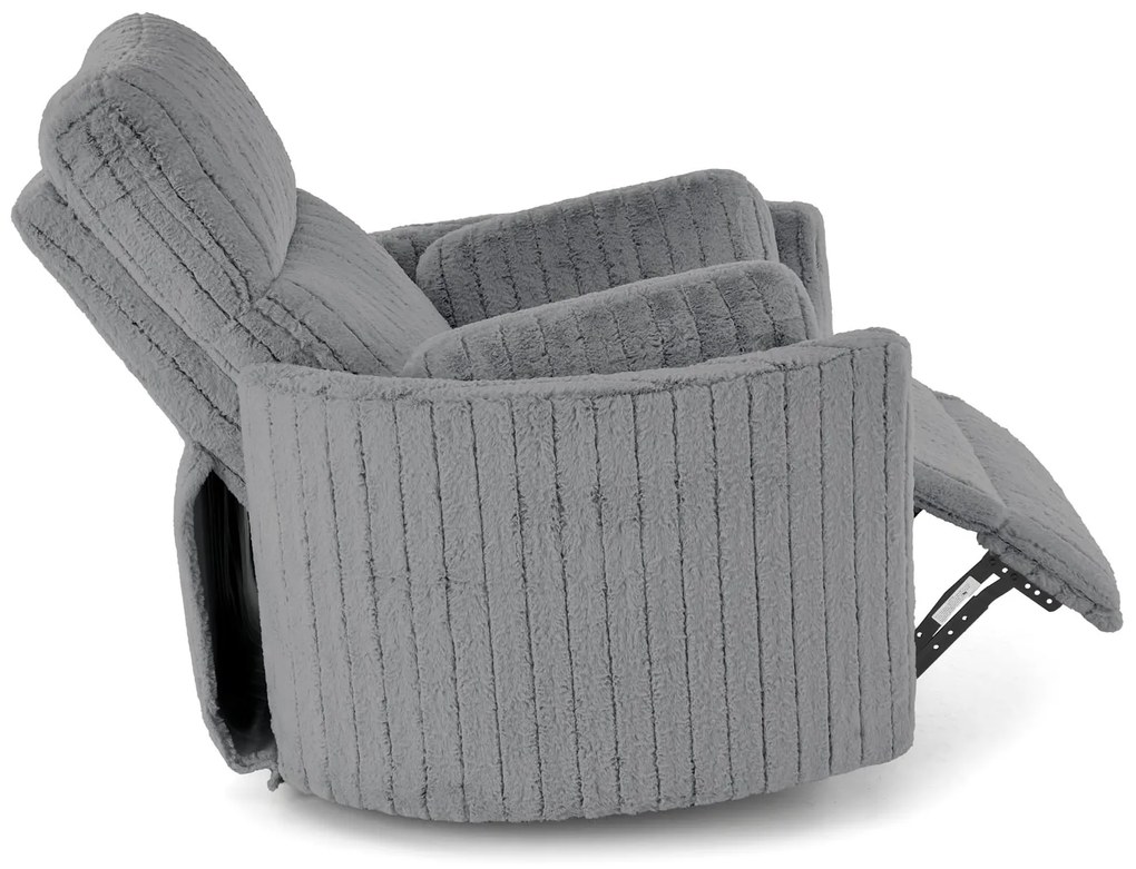 Fotel wypoczynkowy, obrotowy, elektrycznie rozkładany, bujany PEGAS popiel