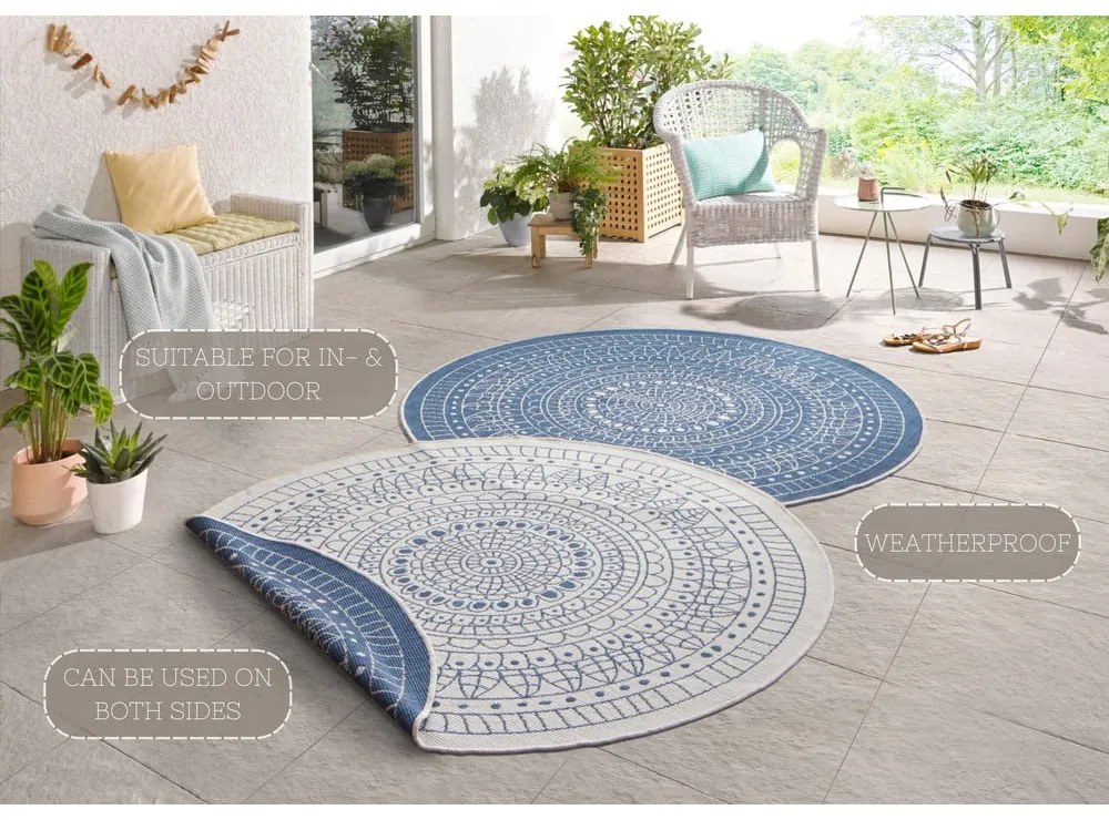 Niebieski dywan dwustronny NORTHRUGS Porto, Ø 200 cm