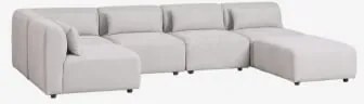 Sofa Modułowy Narożny 5-częściowy Z Pufą Fogler Tkaniny Jasnoszary - Sklum