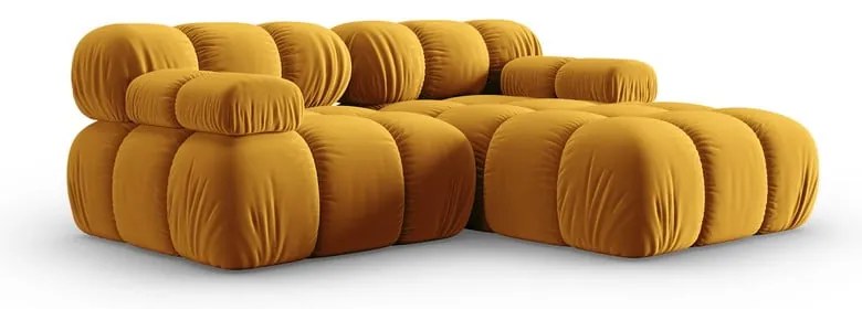 Żółty aksamitny narożnik (prawostronny) Bellis – Micadoni Home