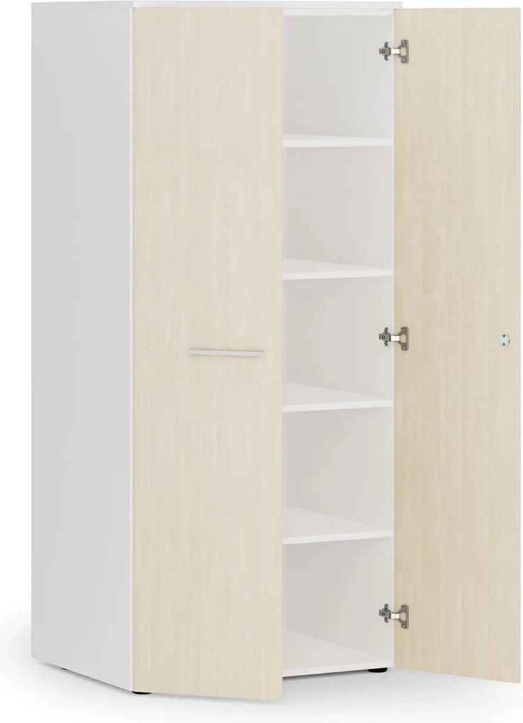 Szafa biurowa z drzwiami PRIMO WHITE, 1781 x 800 x 600 mm, biały/brzoza