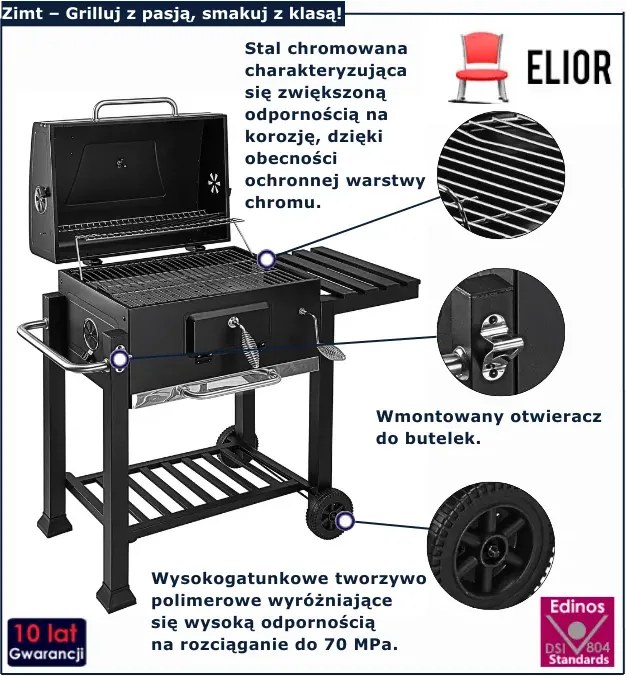 Węglowy grill z pokrywką na kółkach G1-A82