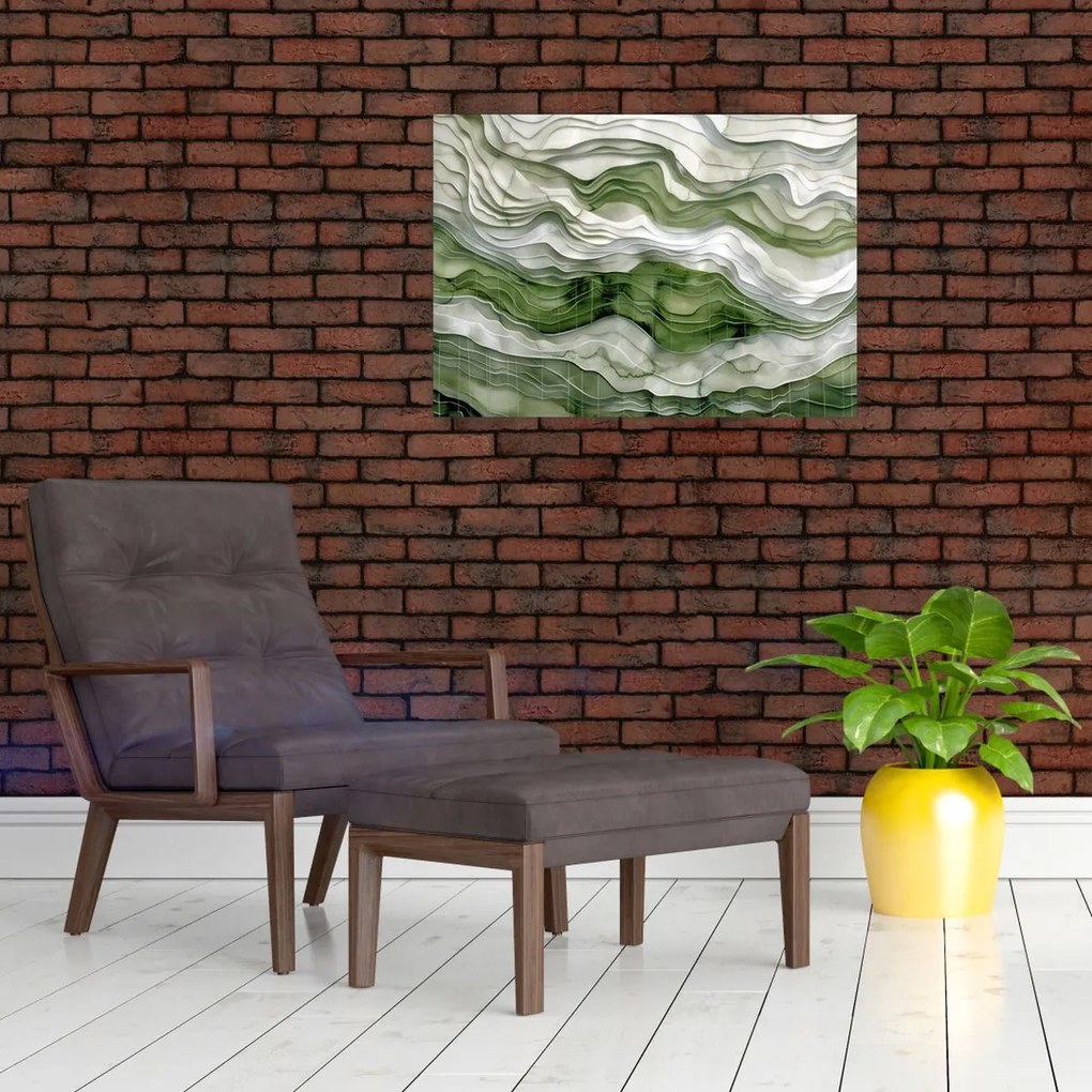 Obraz - Zielone i białe zmarszczki (70x50 cm)