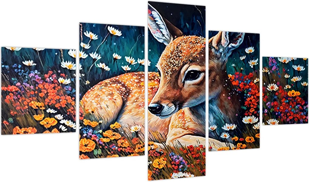Obraz - Malowany jeleń (125x70 cm)