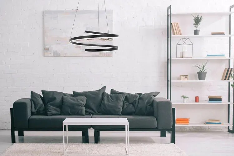 Czarna duża lampa wisząca LED nad stół - A496 P9-D80