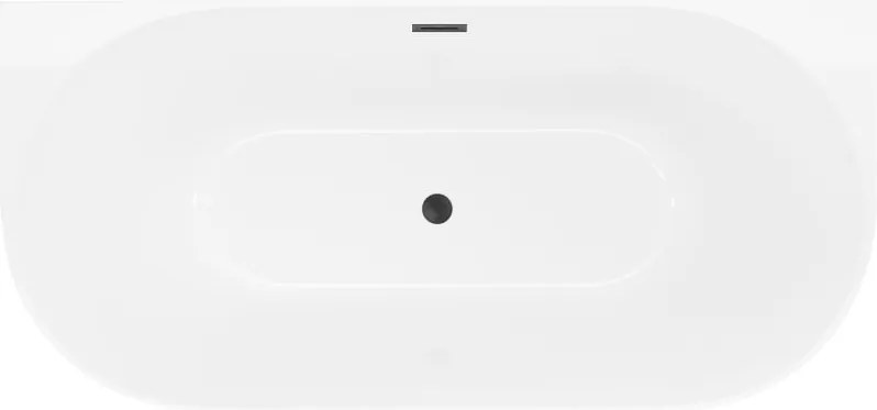 Mexen Oval Slim wanna wolnostojąca przyścienna 170 x 80 cm, biała, przelew czarny - 52661708000-70