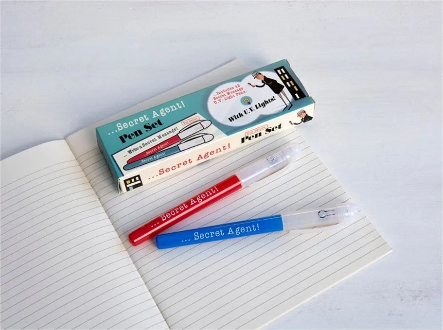 Zestaw 2 detektywistycznych długopisów z niewidzialnym atramentem i światłem UV Rex London Secret Agent