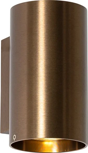 Nowoczesna lampa ścienna brązowa okrągła 2-światłowa - Sandy