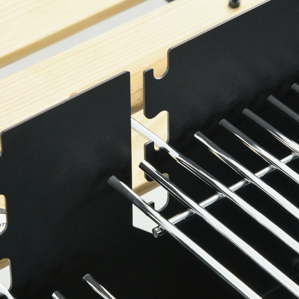 Outsunny Grill węglowy z dwoma rusztami, półką, uchwytem do BBQ, metalowy, czarny, 113 x 53,5 x 82,5 cm