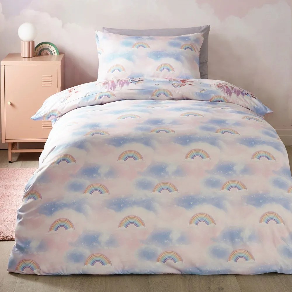 Niebiesko-różowa pościel dziecięca jednoosobowa 135x200 cm Candy Unicorn – Catherine Lansfield