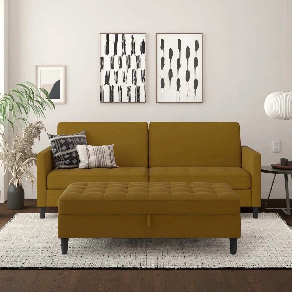 Żółta rozkładana sofa 86 cm Presley – Støraa
