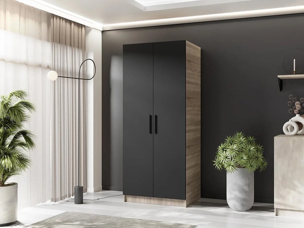 Szafa dwudrzwiowa GOLD 2D 78 dąb sonoma + czarny