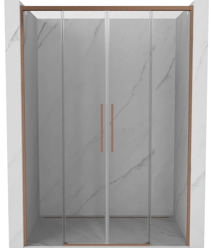 Mexen Rox drzwi prysznicowe rozsuwane 140 cm, transparent, miedź szczotkowana - 8C2-140-002-65-00