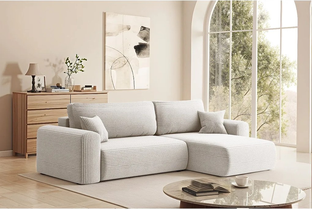 Uniwersalny narożnik z funkcją spania, do salonu, CAPRI L, beżowy