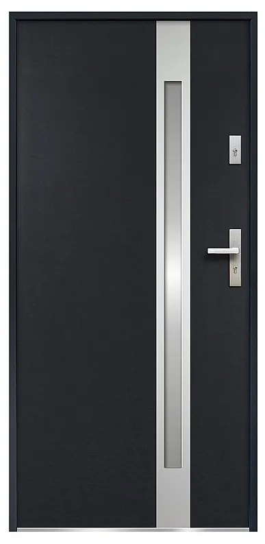 Drzwi wejściowe ze stali nierdzewnej, z przeszkleniami, 207 × 100 cm (wys. × szer.), kolor antracytowy – skrzydło lewe - BRAGA