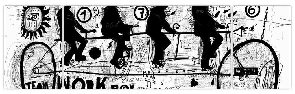 Obraz - Praca zespołowa, jazda na rowerze (170x50 cm)