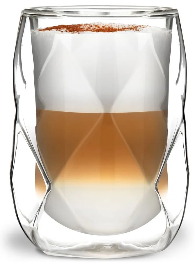 Zestaw 2 szklanek z podwójną ścianką do latté Vialli Design Geo, 350 ml