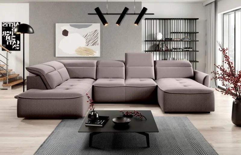 Narożnik MURILLO XL z elektryczną regulacją siedziska Lewostronny w tkaninie VOUGE 04 WERSAL