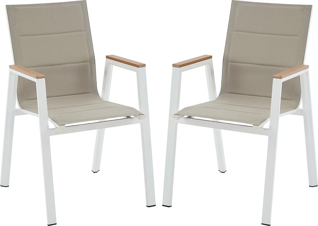 Zestaw 2 sztuk sztaplowanych  foteli ogrodowych z aluminium i textylenu - Biały - LIOUS od MYLIA