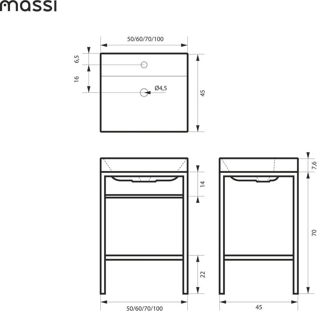 Zestaw umywalka z konglomeratu NAVI 60 x 45 cm + stojąca konsola NAVI Step | Różne kolory | Różne rozmiary : Kolor - Żółty, Otwory na baterię - Bez otworów, Rozmiar - 70 x 45 cm
