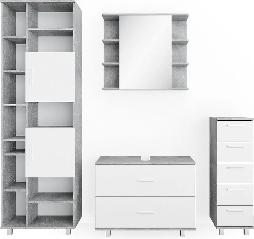 Zestaw mebli łazienkowych beton/biały 80.2x33x60.8 ilias