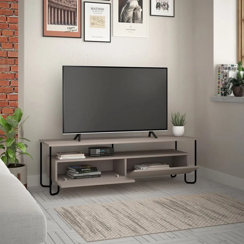 Szarobeżowa szafka pod TV 150x45 cm Dilly – Marckeric