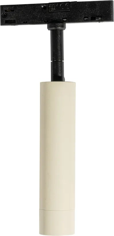 Nowoczesny reflektor Slimline Uzzy w kolorze beżowym z czarnym wykończeniem do systemu szynowego jednofazowego