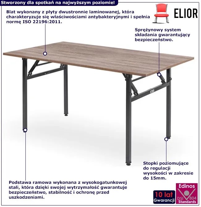 Stół biurowy konferencyjny sztaplowany dąb sonoma - Vivrox 16 rozmiarów