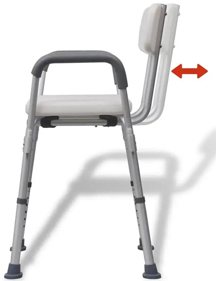 Białe regulowane krzesło pod prysznic W1-C44