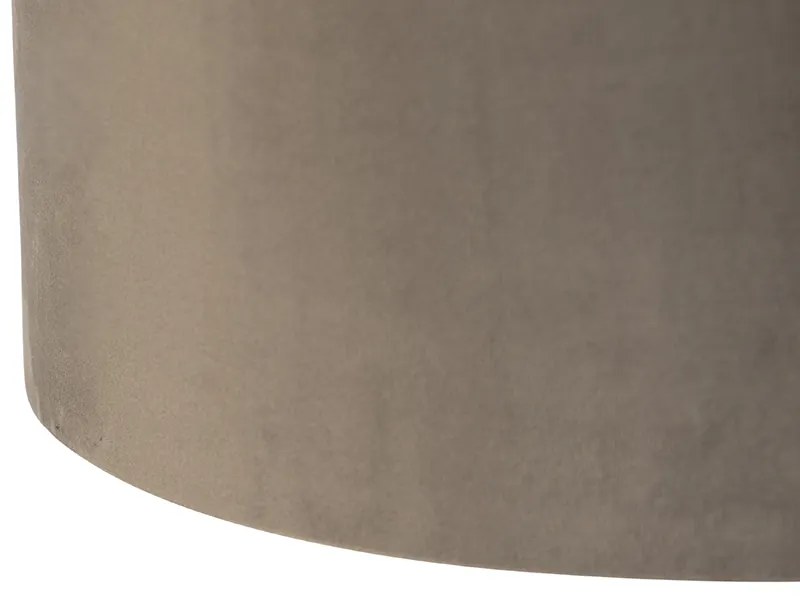 Lampa wisząca czarna z abażurami z weluru w kolorze taupe ze złotem 35 cm 2-światłowa - BlitzWiejski/ Rustykalny / Vintage Oswietlenie wewnetrzne