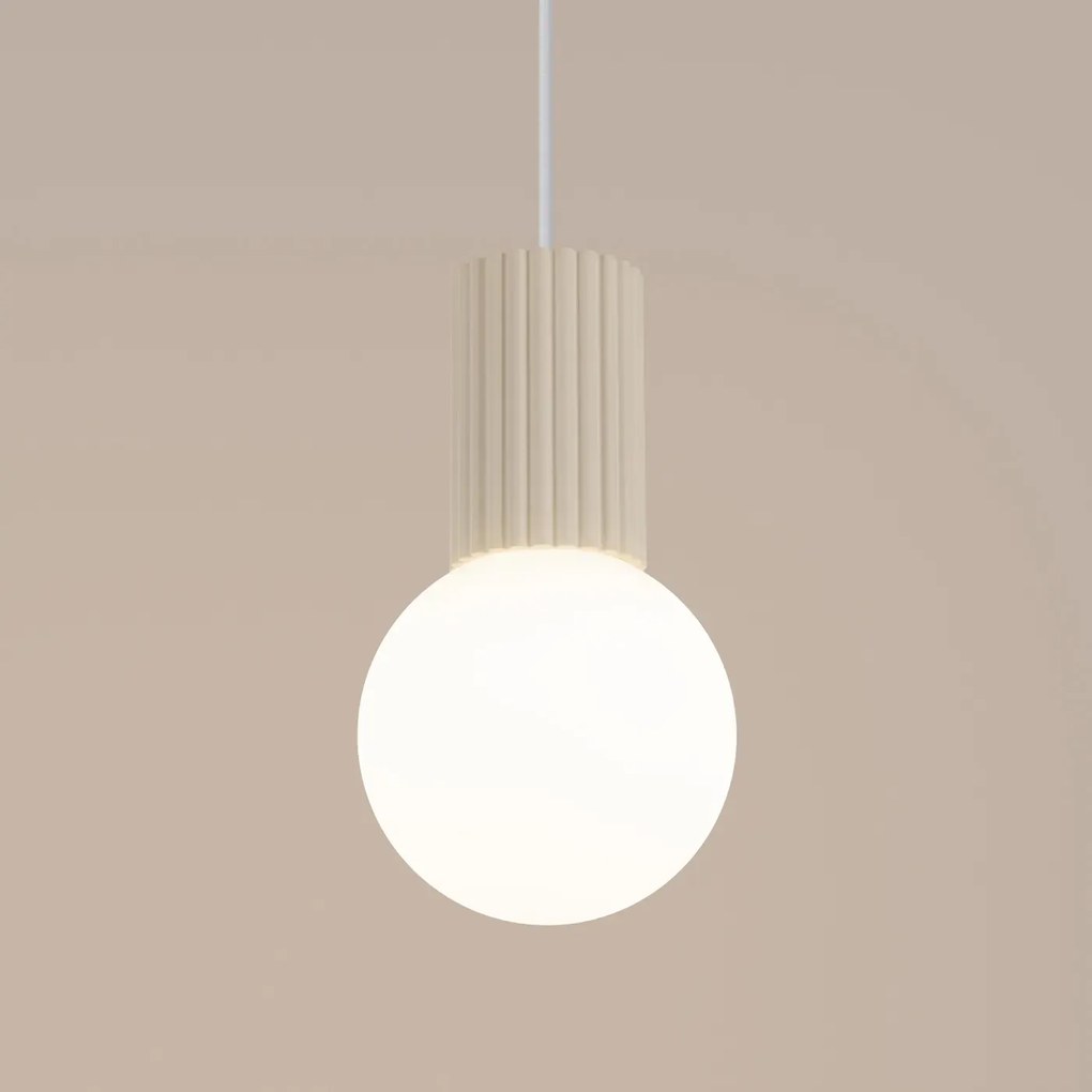 Lampa wisząca HALO 1 beżowa ryflowana  SOLLUX  LIGHTING
