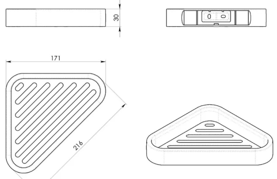 GEDY 3283 Smart półka narożna pod prysznic, 17 x 3 x 17 cm, srebrny