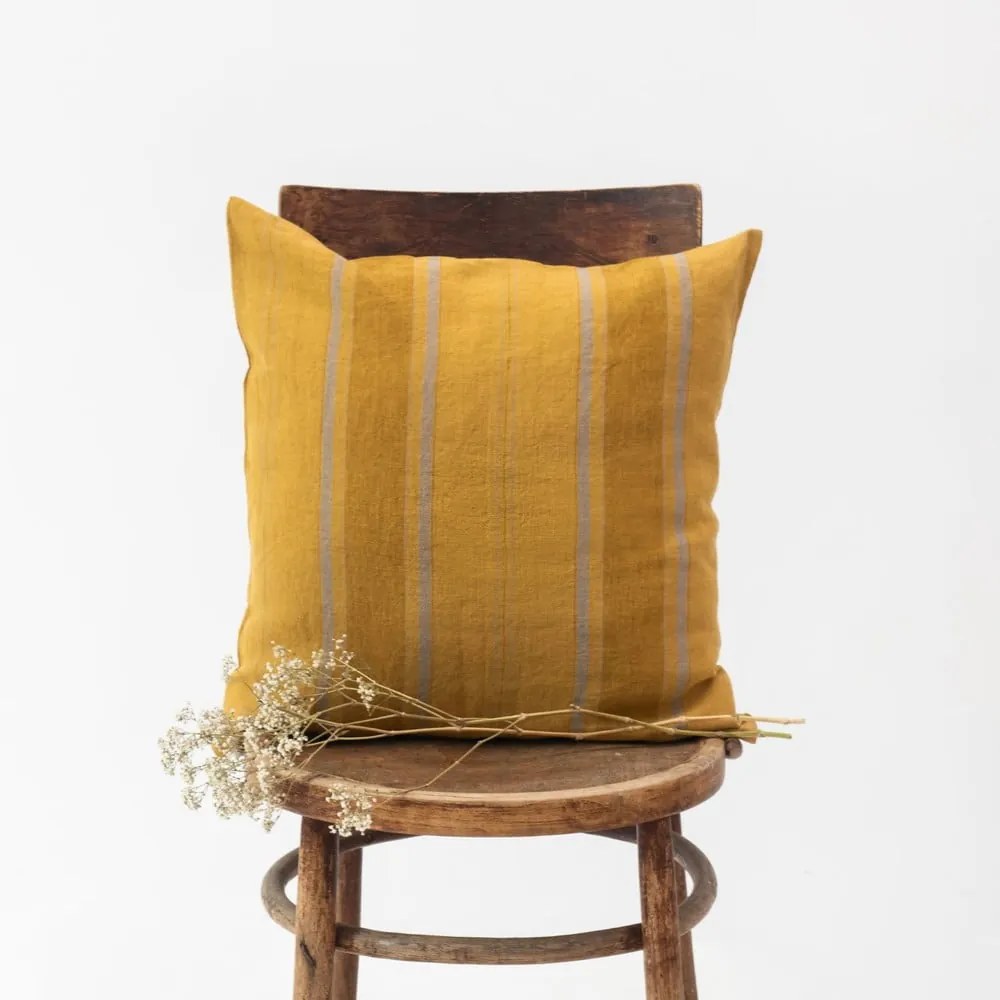 Lniana poszewka na poduszkę 50x50 cm Amber Bronze Stripes – Linen Tales