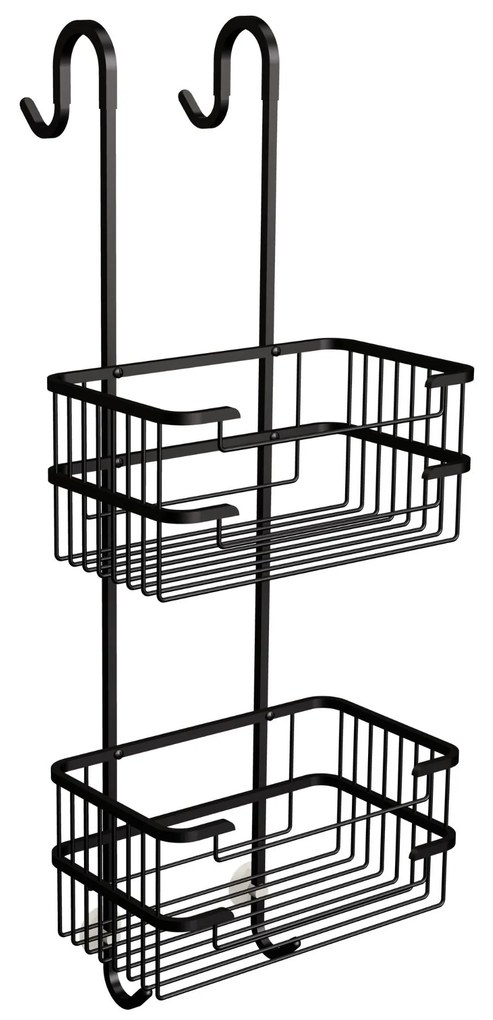 Kosz prysznicowy podwójny czarny do ścianki prysznicowej