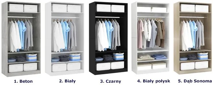 Minimalistyczna czarna szafa z drążkiem - Bianco