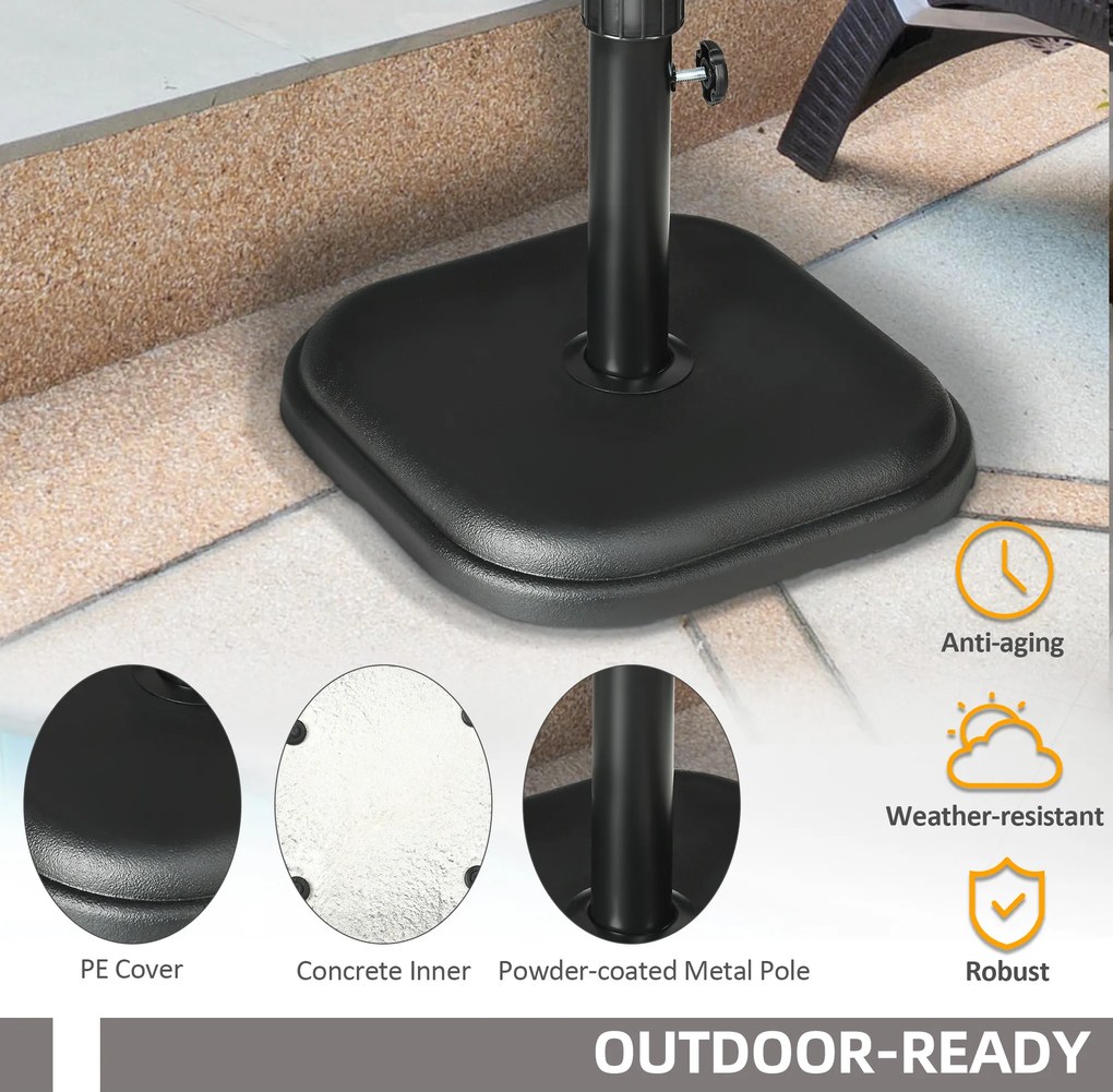 Outsunny Podstawa parasola z betonu 11kg, kwadratowa, stojak na parasol 32-38 mm średnicy drążka, czarny | Aosom PL