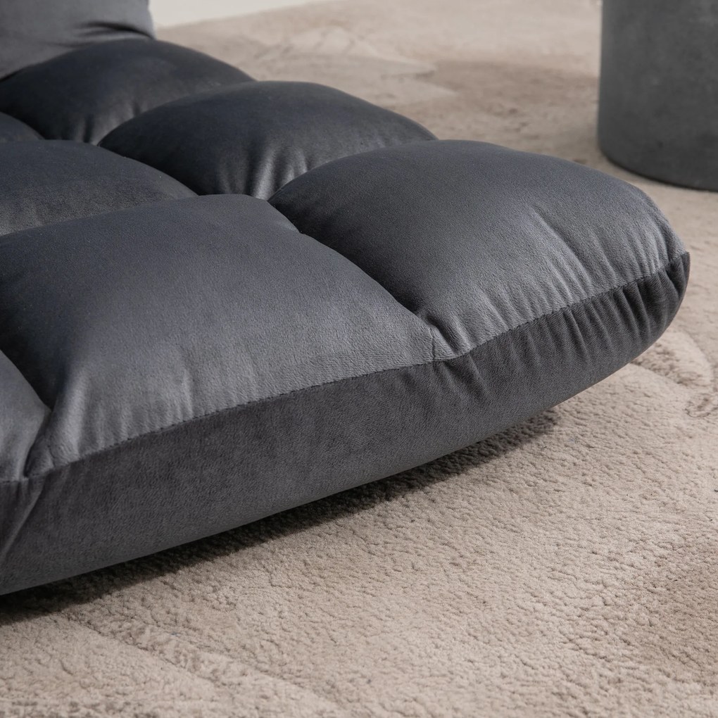 HOMCOM Fotel Materac Gościnny Welurowy Regulowane Oparcie Szary 55x71x53 5 cm Komfort i Styl | Aosom PL