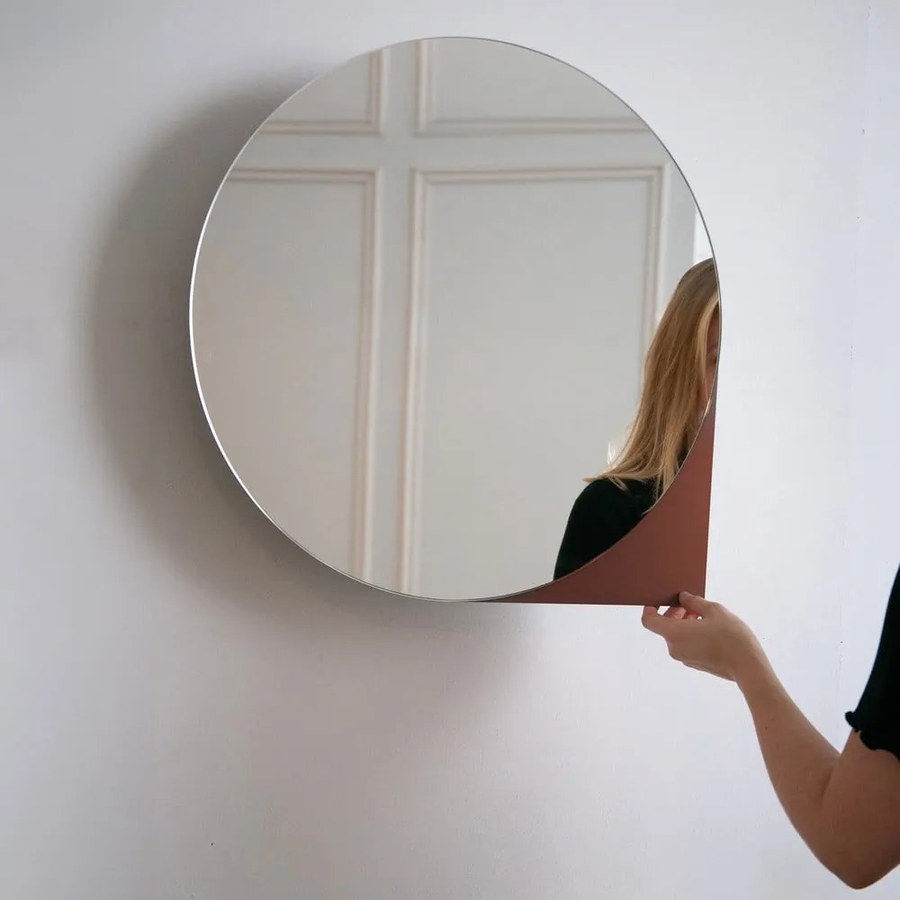 Metalowa wisząca/z lustrem szafka łazienkowa w kolorze terakoty 55x55 cm Sonnet – Spinder Design