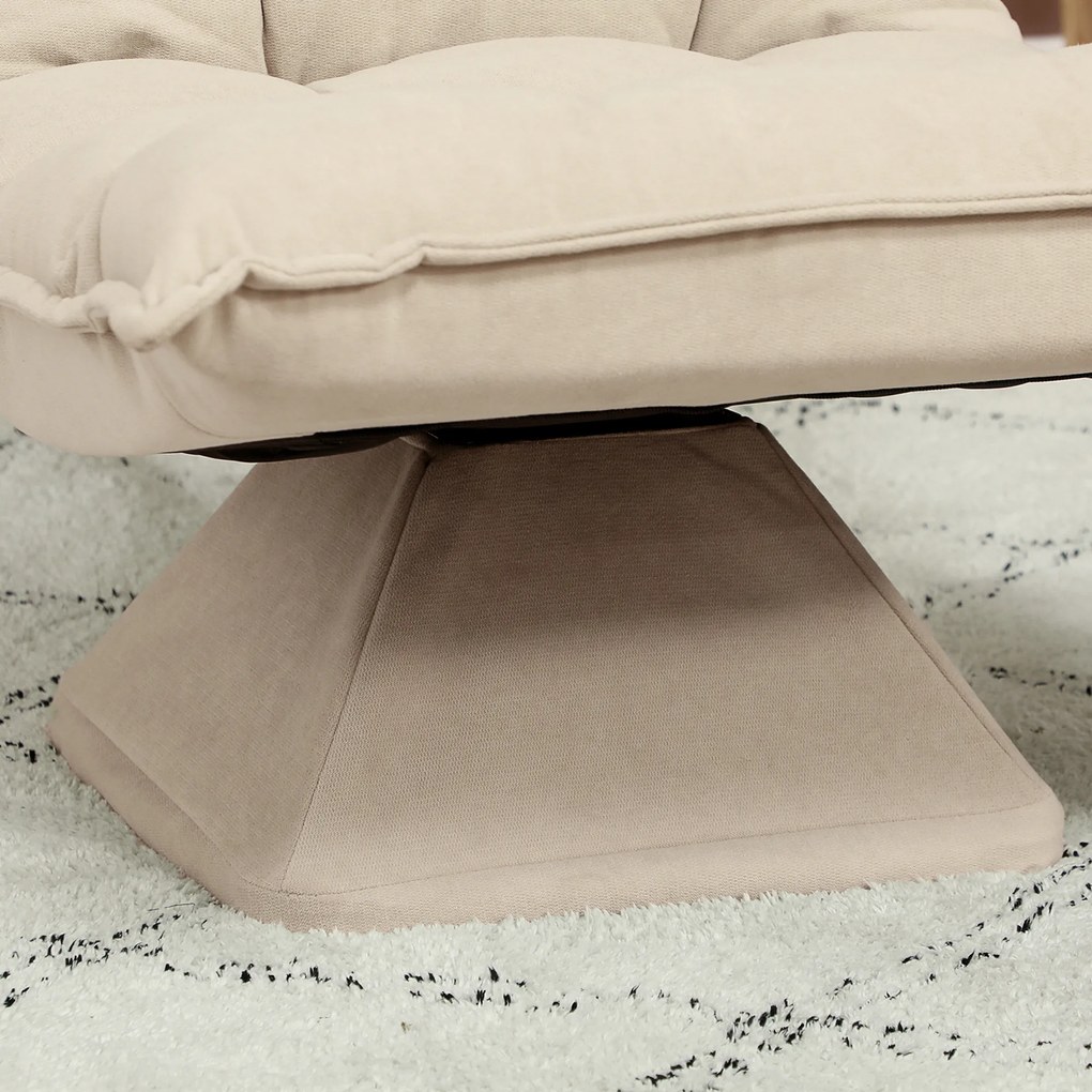 HOMCOM Relaksacyjny Fotel Czytelniczy, Obrotowy, W Wyglądzie Lnu, 62 x 70 x 95 cm, Kolor Beżowy