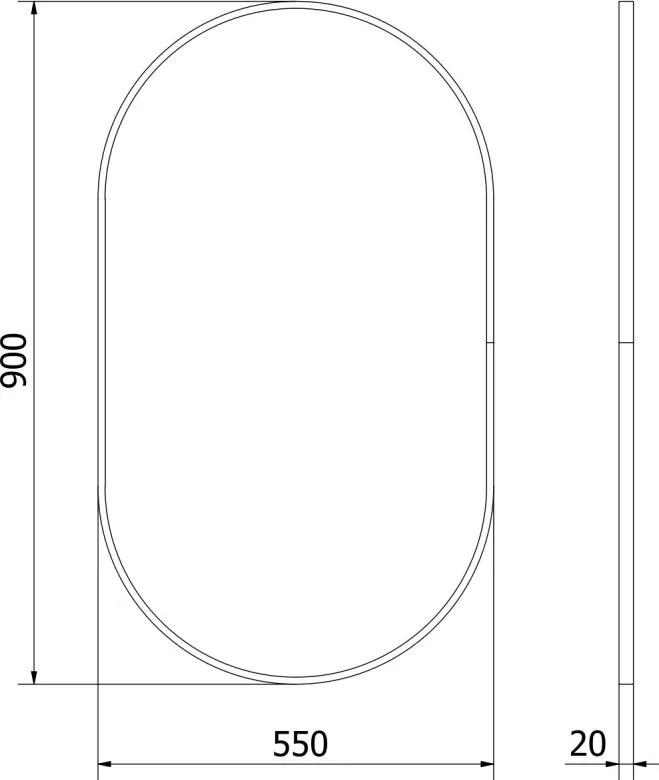 Mexen Loft lustro łazienkowe owalne 90 x 55 cm, rama czarna - 9851-090-055-000-70