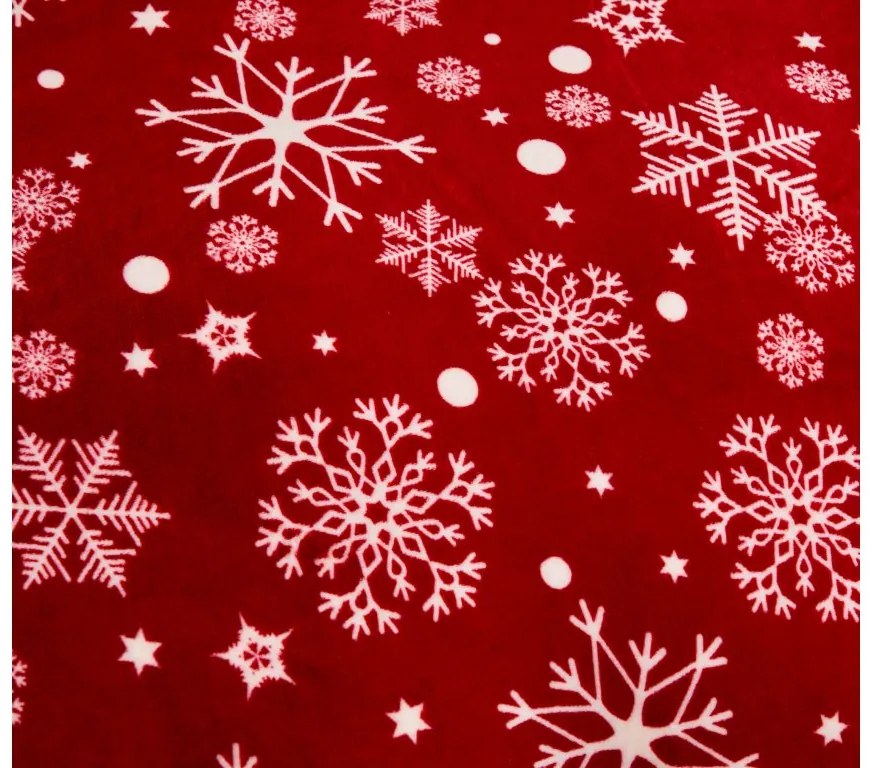 PrzytulneMieszkanie.pl PrzytulneMieszkanie.pl PrzytulneMieszkanie.pl Zestaw 2szt. pościeli z mikropluszu SNOWFALL czerwone + prześcieradło z mikropluszu SOFT 180x200 cm białe, podwójne łóżko