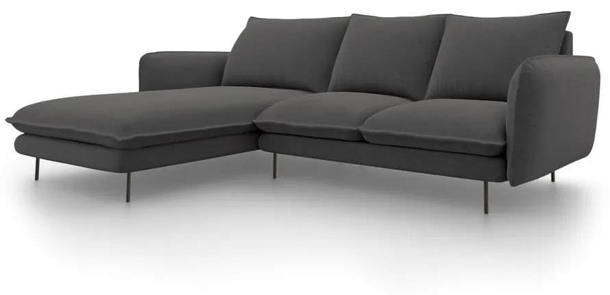 Ciemnoszara sofa narożna Cosmopolitan Design Vienna, lewostronna