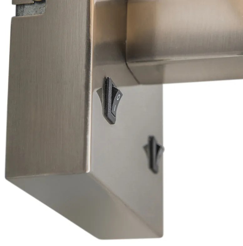 Stalowa lampa ścienna z czarnym kloszem i ramieniem do czytania w tym LED - Bergamo