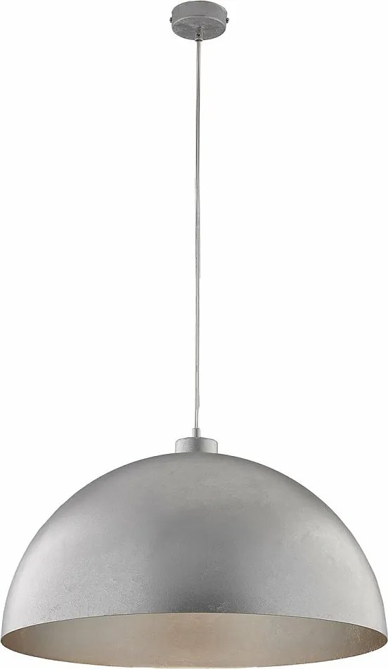 Lampa wisząca Marcus śr. 50 z lakierowanego na biało żelaza z dekoracją w kolorze antycznego srebra z regulowanym kablem elektrycznym 1 lampa 130 Ø50